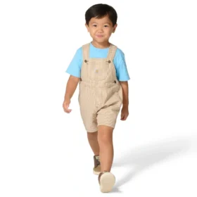 Boys' 2-Piece Short Sleeve T-Shirt & Brown Stripe Shortall Set (Toddler)
