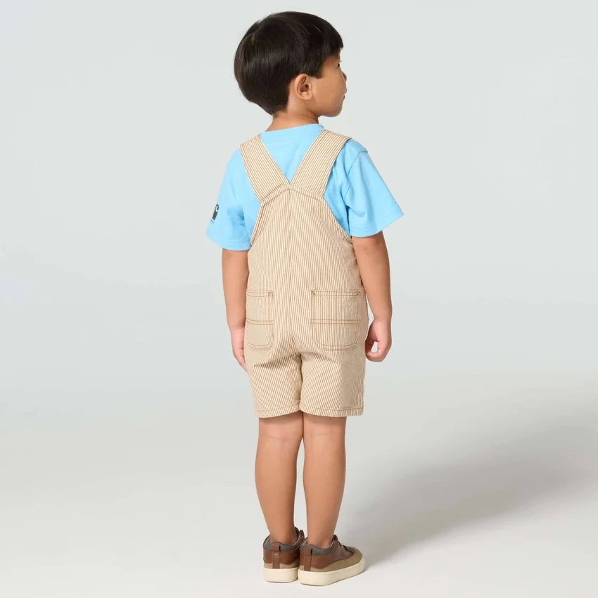 Boys' 2-Piece Short Sleeve T-Shirt & Brown Stripe Shortall Set (Toddler)