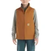 Boys' Zip-Front Canvas Sherpa Lined Vest