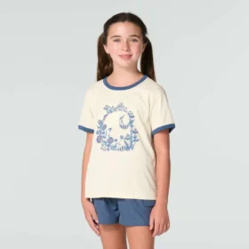 Girls’ Short Sleeve Floral “C” Ringer T-Shirt (Child/Toddler/Youth)