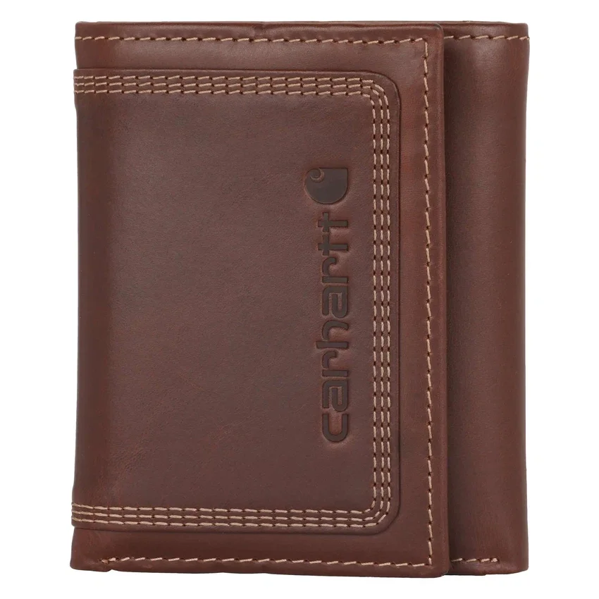 Leather Triple-Stitched Trifold Wallet