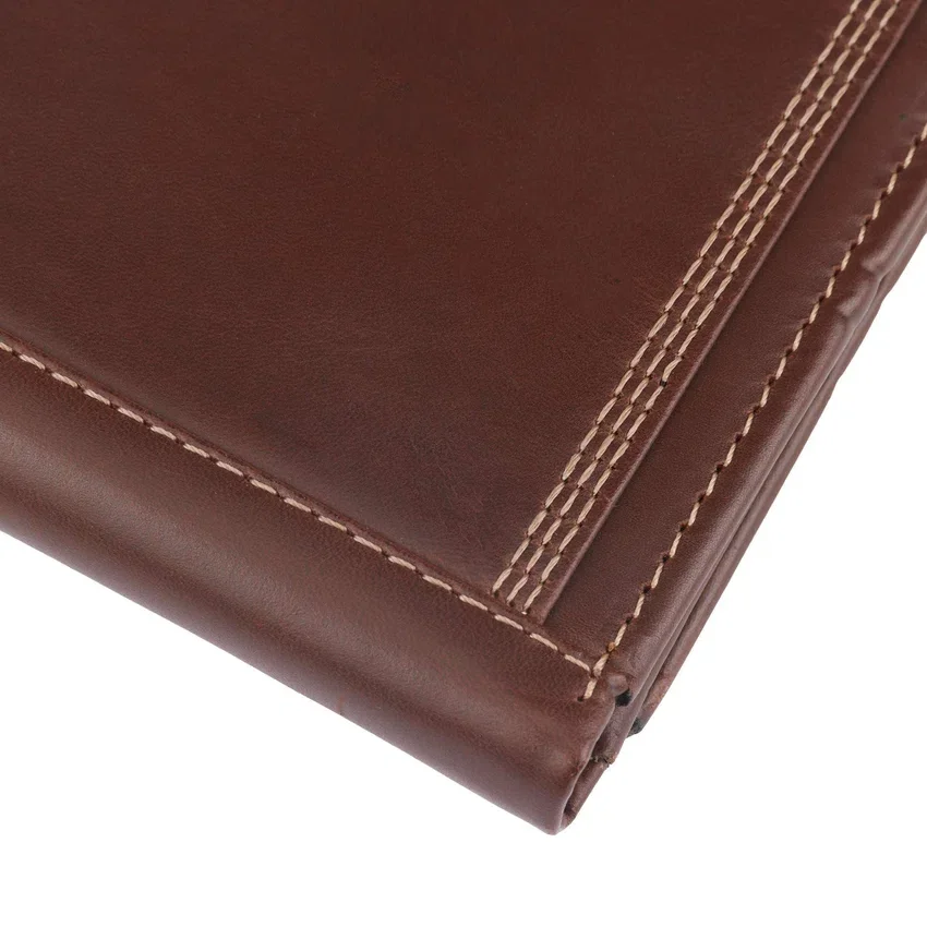 Leather Triple-Stitched Trifold Wallet