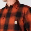 Loose Fit Heavyweight Flannel Long-Sleeve Plaid Shirt