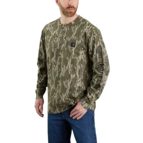 Men's Dearborn Loose Fit Heavyweight Long Sleeve Camo Pocket T-Shirt - 100% Cotton
