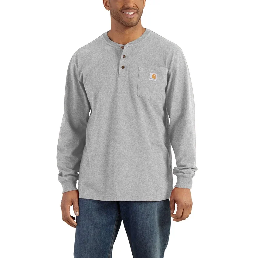 Men's Dearborn Loose Fit Heavyweight Long Sleeve Henley Pocket T-Shirt