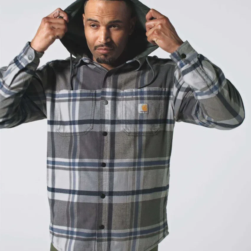 Men's Hamilton Relaxed Fit Plaid Hooded Shirt Jac - Men's Shirt Jackets