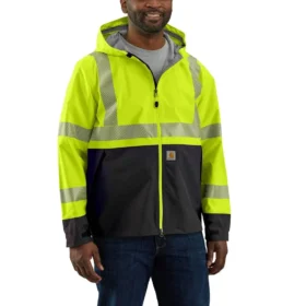 Men's Portsmouth High Visibility Class 3 Waterproof Rain Jacket: Storm Defender Jacket