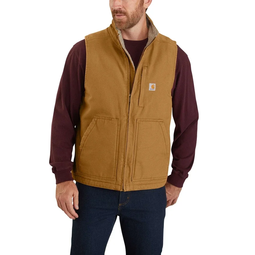 Men's Washed Duck Sherpa-Lined Mock-Neck Vest