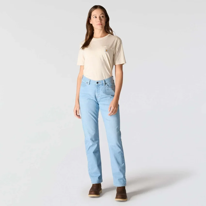 Women's Essential Mid-Rise Straight Leg Stretch Jeans