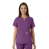 Women's Force Essentials Notch Neck Tunic Knit Panel Scrub Top