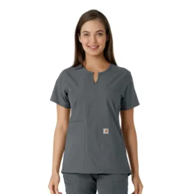 Women's Force Essentials Notch Neck Tunic Knit Panel Scrub Top