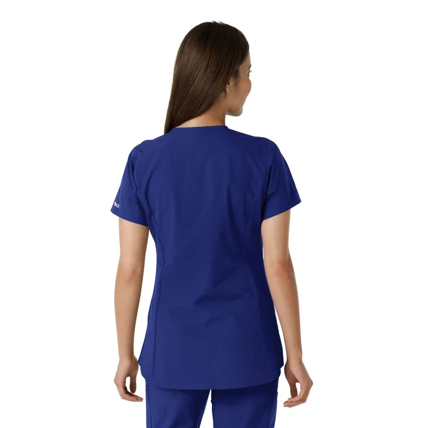 Women's Force Essentials Notch Neck Tunic Knit Panel Scrub Top