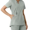 Women's Force Essentials Notch Neck Tunic Knit Panel Scrub Top