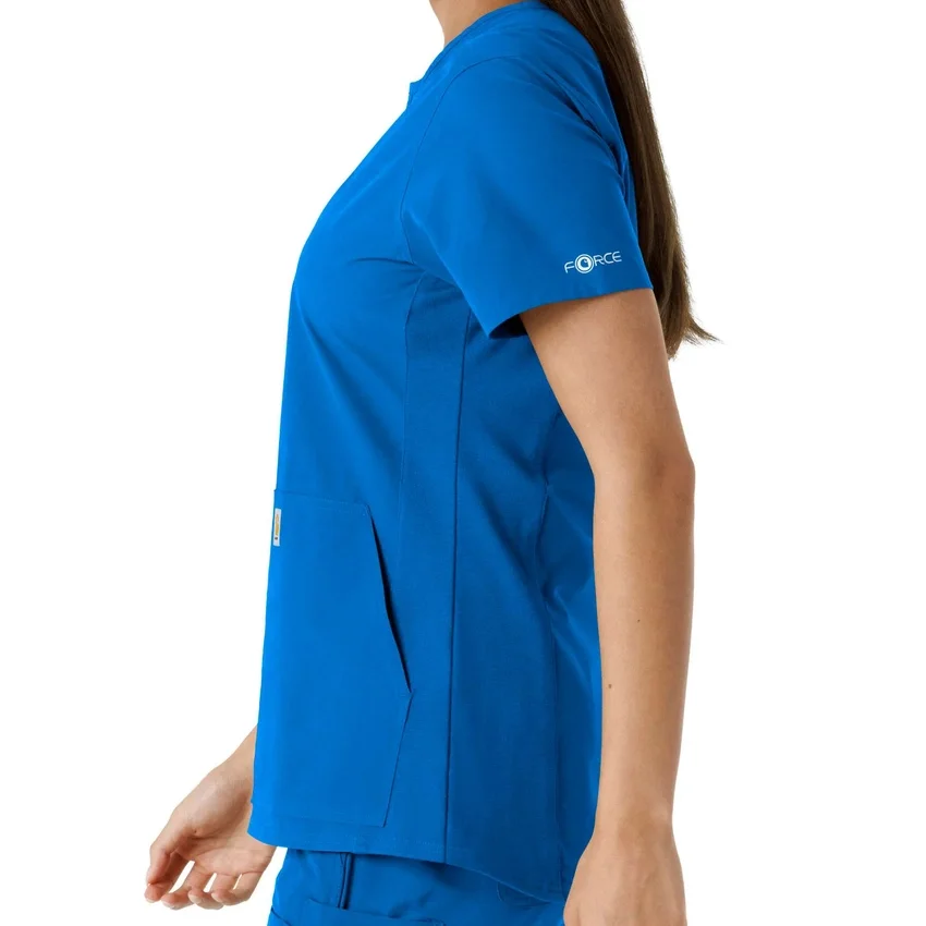 Women's Force Essentials Notch Neck Tunic Knit Panel Scrub Top