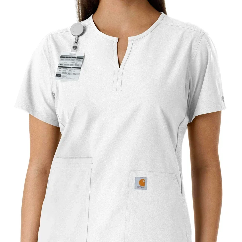 Women's Force Essentials Notch Neck Tunic Knit Panel Scrub Top