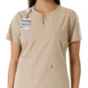 Women's Force Essentials Notch Neck Tunic Knit Panel Scrub Top