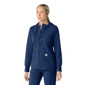 Women's Full Zip Waffle Scrub Hoodie