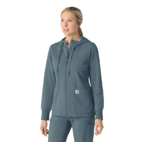Women’s Full Zip Waffle Scrub Hoodie