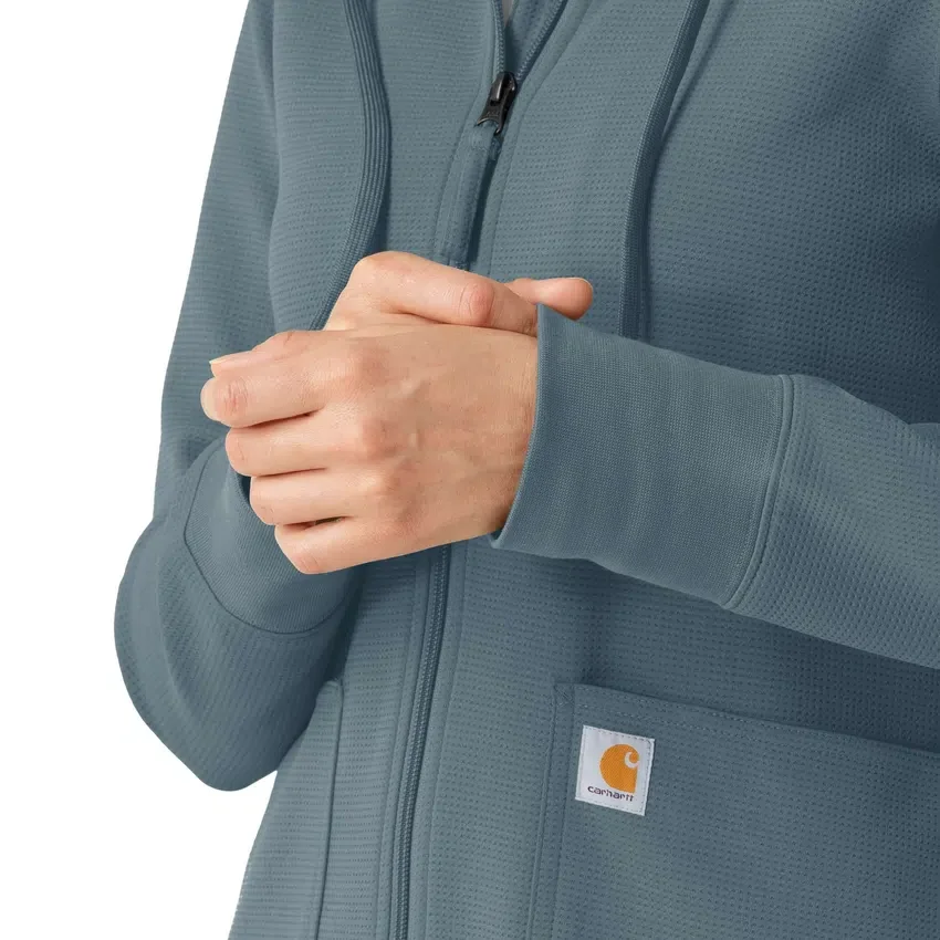 Women's Full Zip Waffle Scrub Hoodie