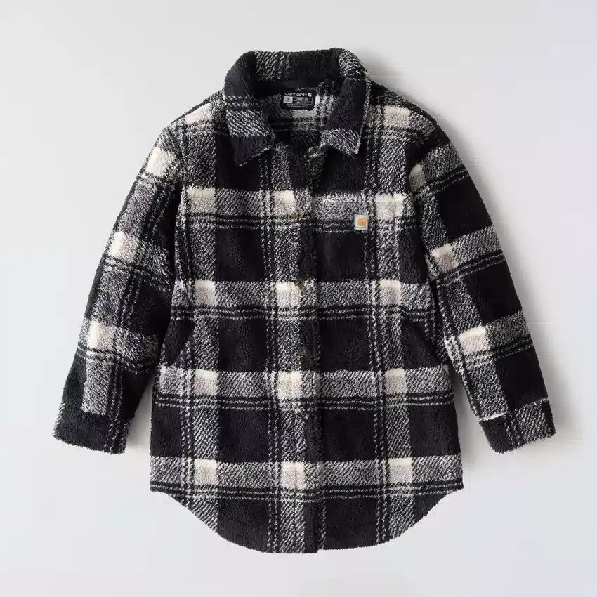 Women's Loose Fit Plaid Fleece Jacket