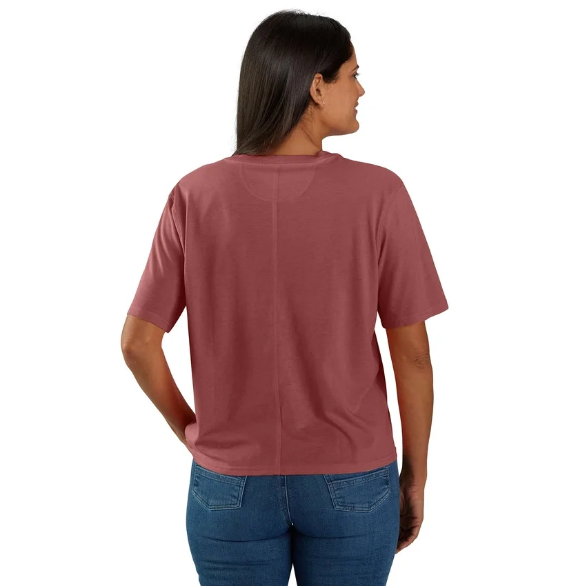 Women's Tencel Loose Fit Lightweight Crewneck Pocket T-Shirt