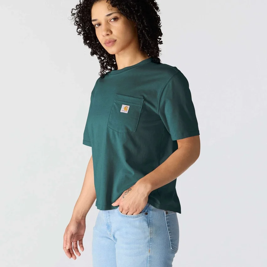 Women's Tencel Loose Fit Lightweight Crewneck Pocket T-Shirt