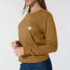 Women's Tencel Loose Fit Long Sleeve Crewneck Pocket T-Shirt