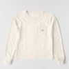 Women's Tencel Loose Fit Long Sleeve Crewneck Pocket T-Shirt