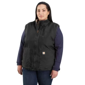 Women’s Washed Duck Sherpa-Lined Mock Neck Vest